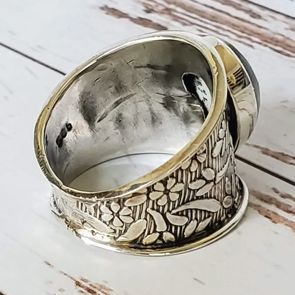 Artisan Merlinite Dendritic Opal Ring - Picture 8 of 8